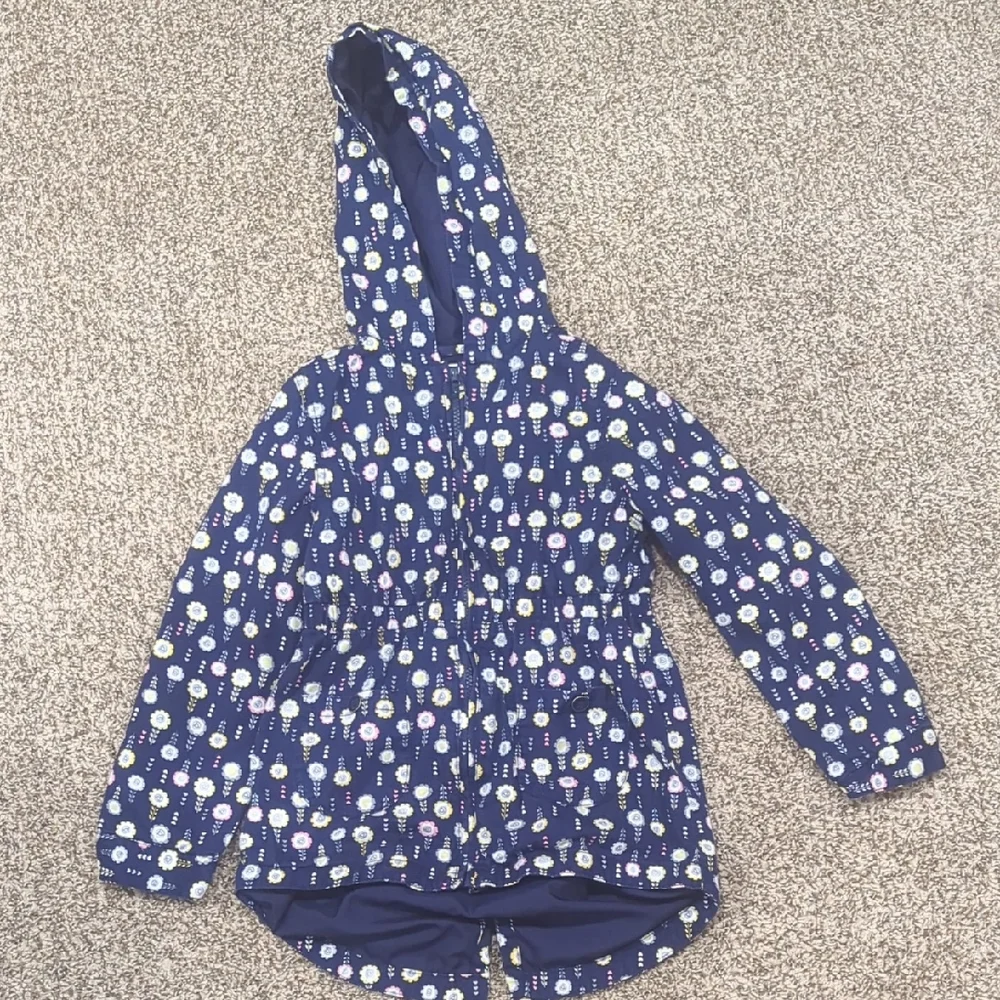 3/$30 Gymboree Floral Hooded Navy Blue Jacket Medium 7-8
